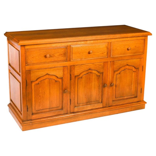 Vintage Oak Panelled Three Door Sideboard For Sale - Image 16 of 16