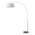 1960s Peter Morelli 92-Inch Float Floor Lamp - Mid Century Modern Arc Lamp, Satin Nickel, Black Marble Base, White Linen Shade, Dimmable For Sale