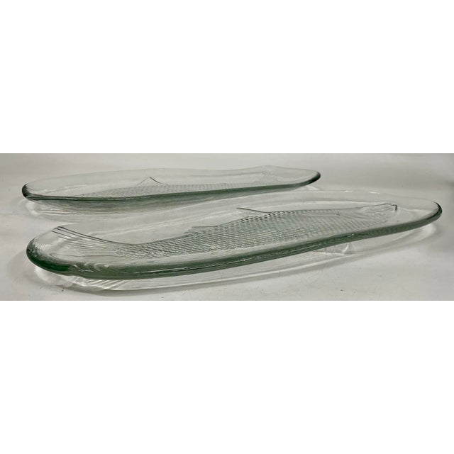 Glass Pair of Large Vintage Kosta Boda Sweden Fish Platters For Sale - Image 7 of 11