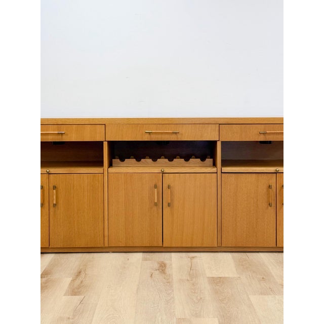 Stanley Buffet Credenza With Wine Rack and Lighted Bar MCM Entertainment Console For Sale In Tampa - Image 6 of 17