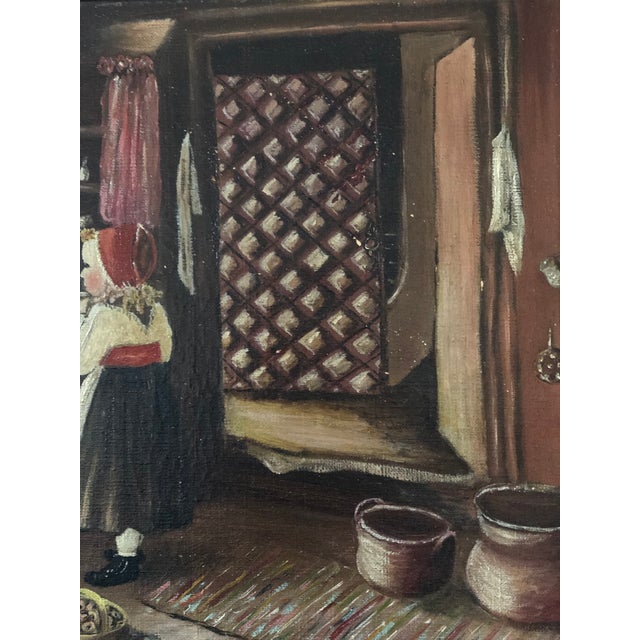 Mid 20th Century Vintage Original Cottage Interior Oil Painting, Farmhouse Art by C. Anders For Sale - Image 5 of 11