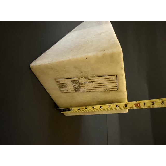 Late 20th Century Minimalist White Marble Obelisk Sculpture – 18.5" For Sale In Boston - Image 6 of 10