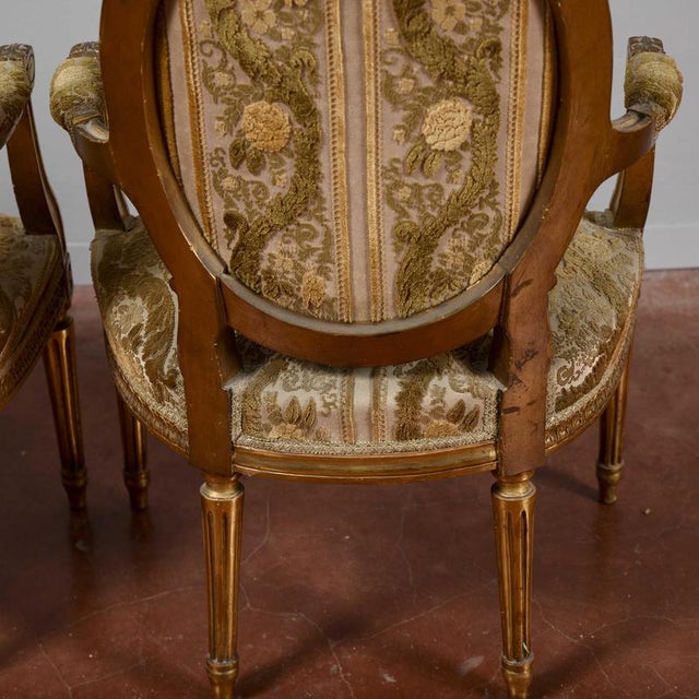 Brown Napoleon III Style Gilded Armchairs, Set of 2 For Sale - Image 8 of 9