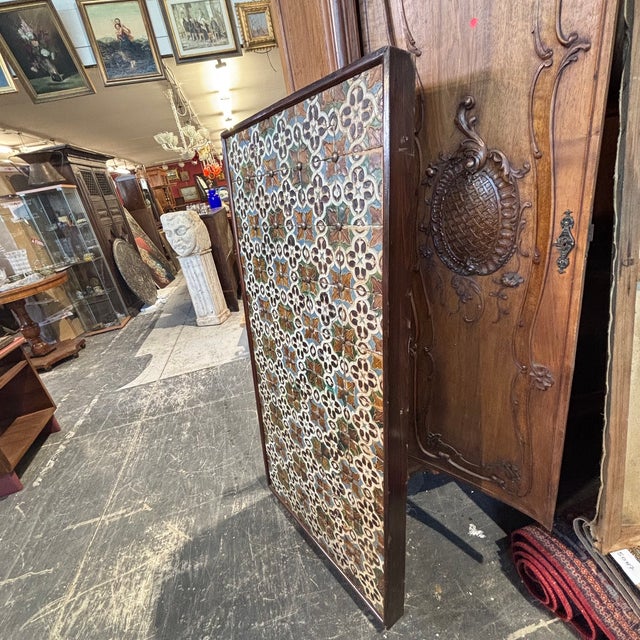Antique 19th Century Majolica Tiles in Wood & Faience For Sale - Image 4 of 15