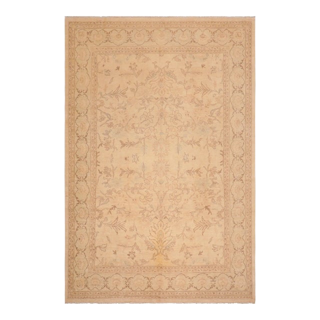 Boho Chic Ziegler Tan Brown Hand-Knotted Wool Rug - 8'5'' X 10'9'' For Sale