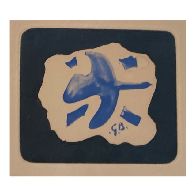 Georges Braque — Blue Bird 1958 Original Etching on Maeght Gallery Card, Signed g.b., Fine Condition For Sale
