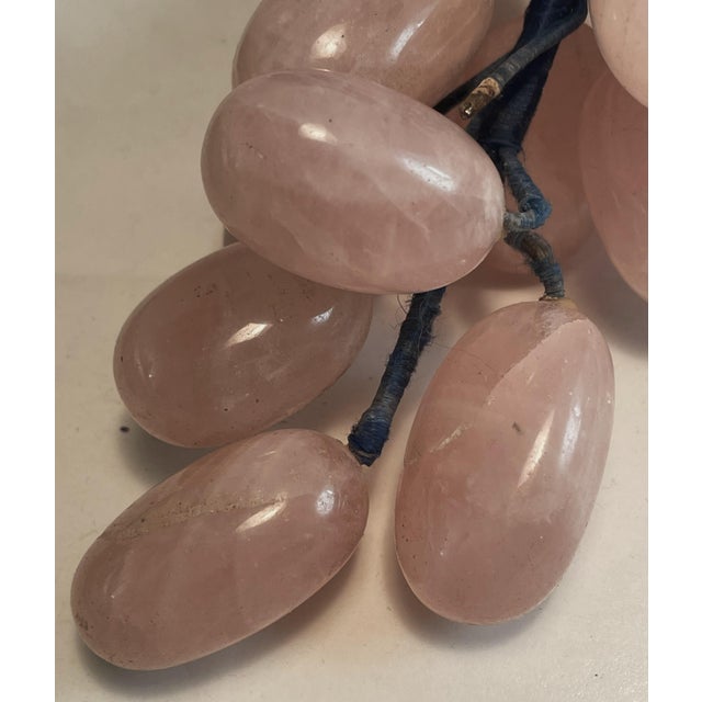 Mid 20th Century Asian Carved Rose Quartz Stone Jade Leaves Fruit Grape Bunches- a Pair For Sale - Image 9 of 12