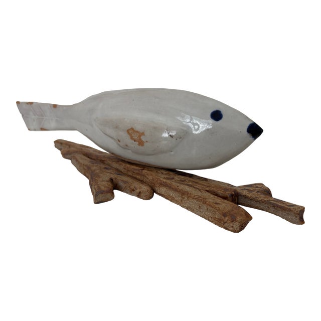 Bird on Nest Ceramic Sculpture by Geo For Sale
