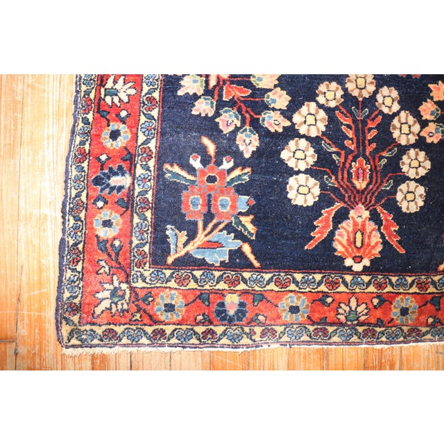 Antique Navy Blue Persian Sarouk Rug For Sale - Image 9 of 9