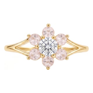 Rose Quartz Gemstone Ring | Delicate Flower Style Ring | Pink Gemstone Ring Us (All Sizes Available) For Sale