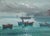 A beautiful circa 1930's Italian oil painting on canvas depicting fishing boats off the coast on a calm sea. The artist...
