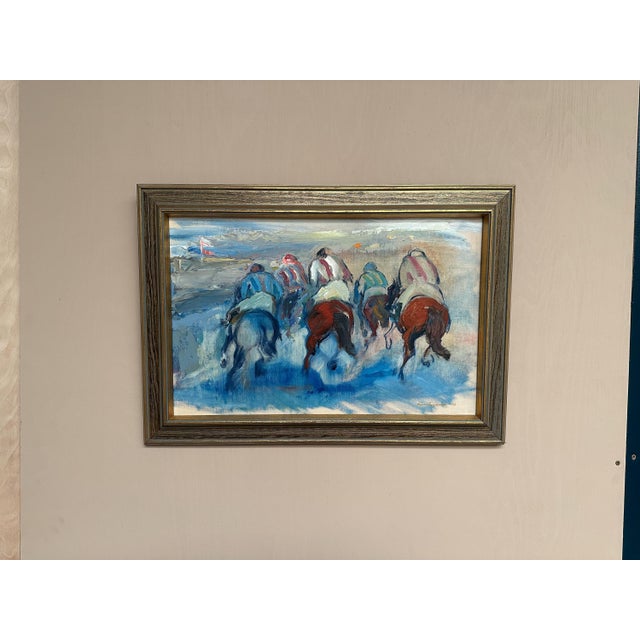 Mid-Century Modern Richard Ingelsson, Jockeys, 1975, Oil on Canvas, Framed For Sale - Image 3 of 18