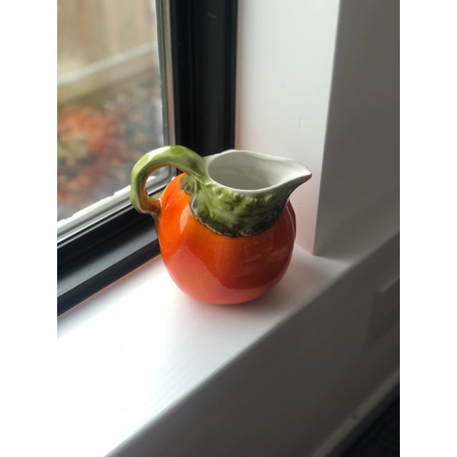 Mediterranean 1980s Italian Ceramic Orange Table Pitcher For Sale - Image 3 of 7