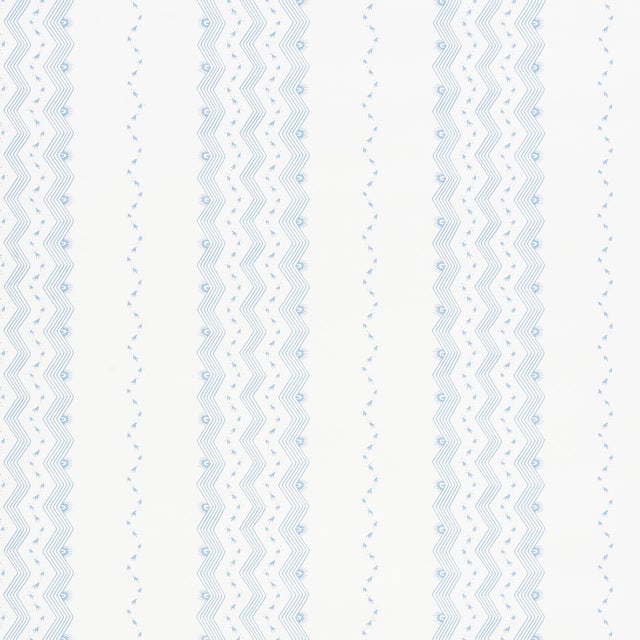 Sample - Schumacher Nauset Stripe Wallpaper in Sky For Sale