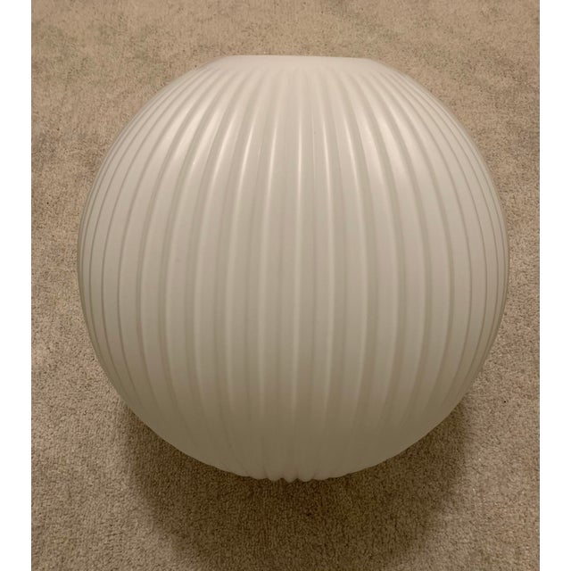 1960s Large Mid-Century Modern Ribbed Opal Glass Ceiling Globe For Sale - Image 11 of 11