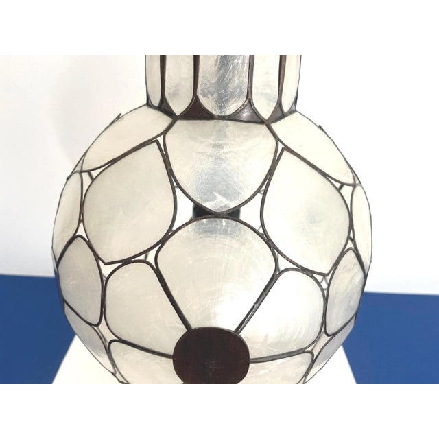 Feldman Capiz Shell Floral Pendant Light, 1960s For Sale - Image 10 of 18