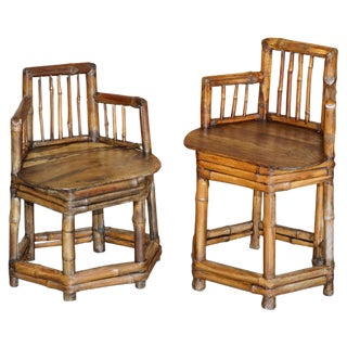 Set of Chinese Bamboo Primitive Occasional Chairs, 1800s For Sale