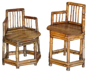 Set of Chinese Bamboo Primitive Occasional Chairs, 1800s