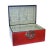 Oriental Round Hardware Red Rectangular Container Box Small For Sale - Image 4 of 5