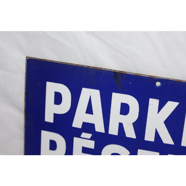 Blue and White Enamel Metal Traffic Sign, 1950s For Sale - Image 12 of 17