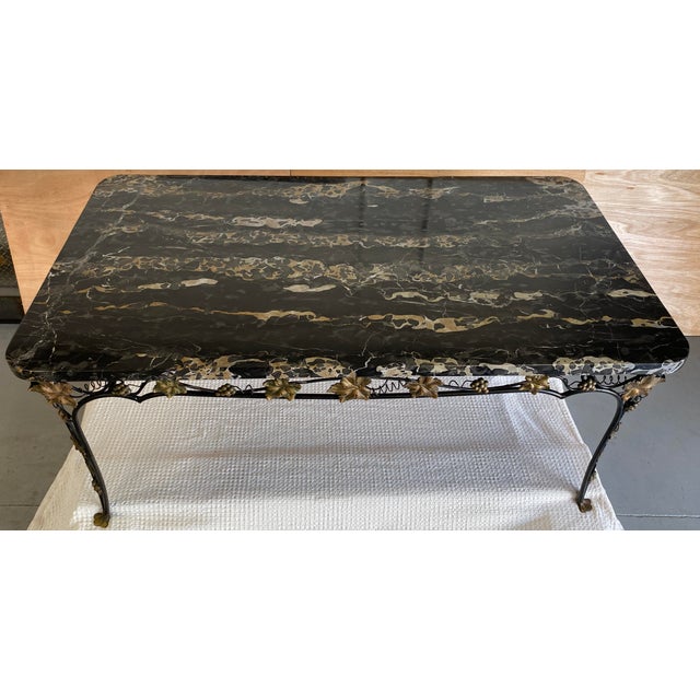 Edgar Brandt Style French Art Deco Wrought Iron Dining Table & 6 Chairs For Sale - Image 12 of 13
