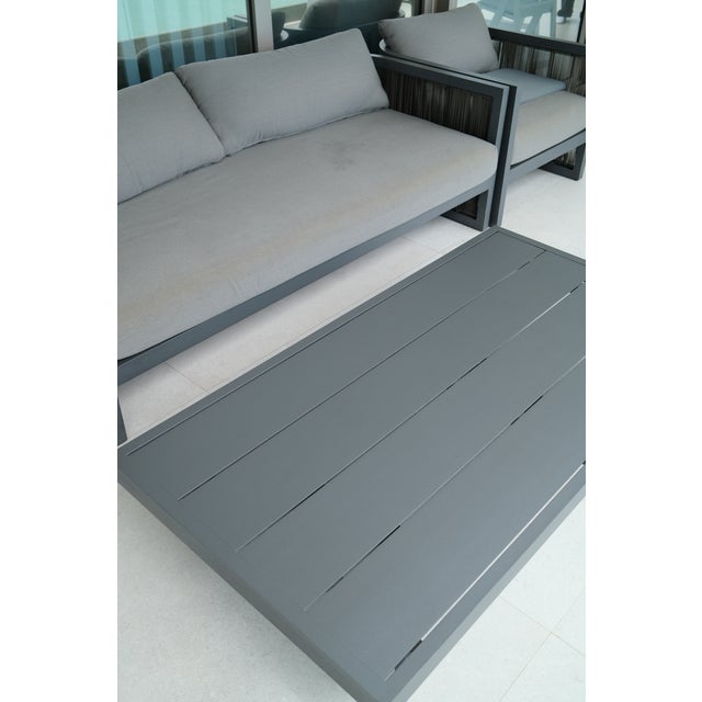 Restoration Hardware Aluminum Outdoor Seating Group in Slate, Set of 4 For Sale - Image 10 of 11