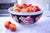 1970s Chinese WBI Hand Painted Bowl. Against a dark blue back drop, vibrant fruit adorn this very pretty bowl. Hand-...