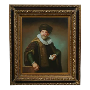 Portrait of Nicolaes Ruts Fur Trader After Rembrandt Van Rijn Oil Painting 35"