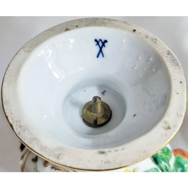 Pair Antique German 19th C Putti Baby Meissen Porcelain Hand Painted Vases Urns For Sale - Image 15 of 15