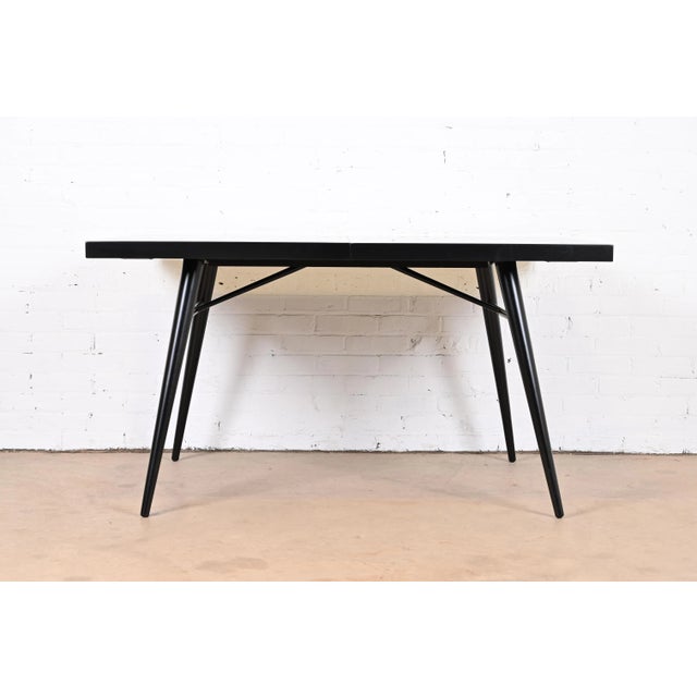 Wood Paul McCobb Planner Group Black Lacquered Extension Dining Table, Newly Refinished For Sale - Image 7 of 13