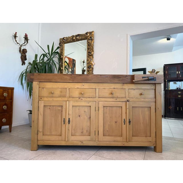 Brown Apothecary Drawer Workbench in Pine For Sale - Image 8 of 18