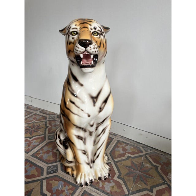 Italian Artist, Large Tiger Statue, Ceramic For Sale - Image 14 of 14