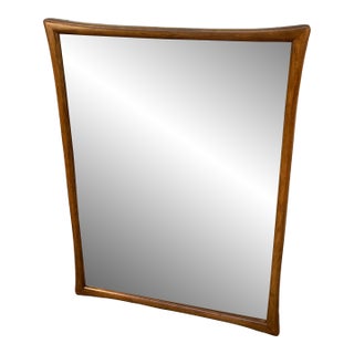 Vintage Mid-Century Walnut Sculpted Wall Mirror For Sale