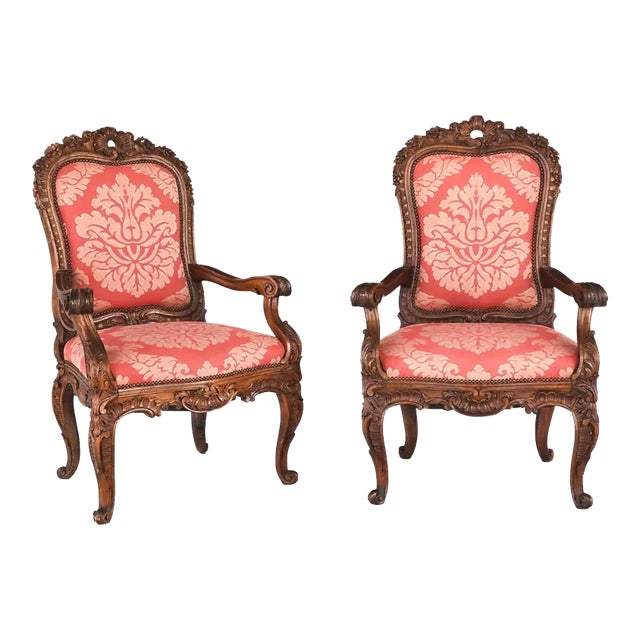 Large Pair of Exuberantly Carved Italian Baroque Armchairs For Sale