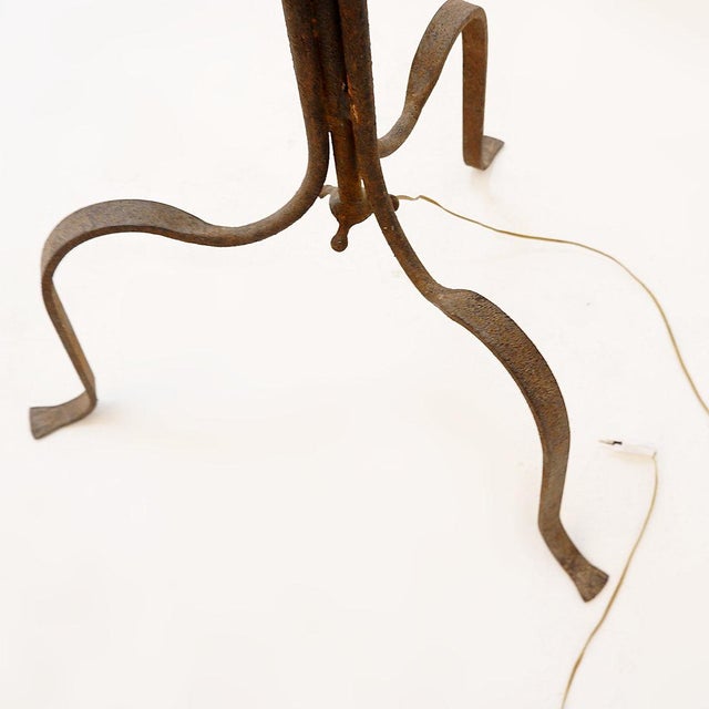 Brutalist Tripod Floor Lamp in Wrought Iron For Sale - Image 3 of 14