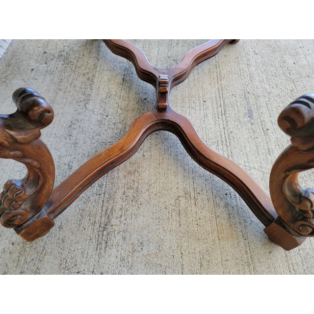 Black Figural Carved Marble Top Side Table C. 1930's For Sale - Image 8 of 9