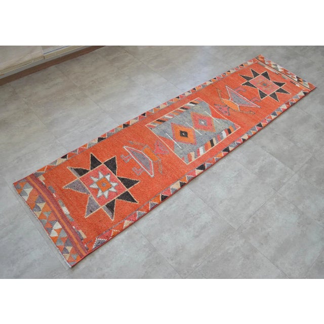 1960s 1970s Vintage Hand Knotted Primitive Turkish Runner For Sale - Image 5 of 12