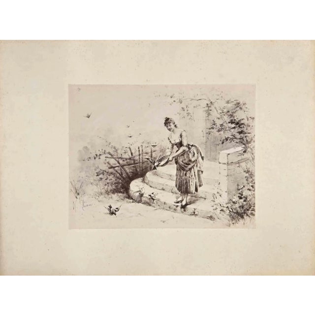 Michel Dumas, Feeding the Birds, Original Photograph, 19th-Century For Sale - Image 3 of 3