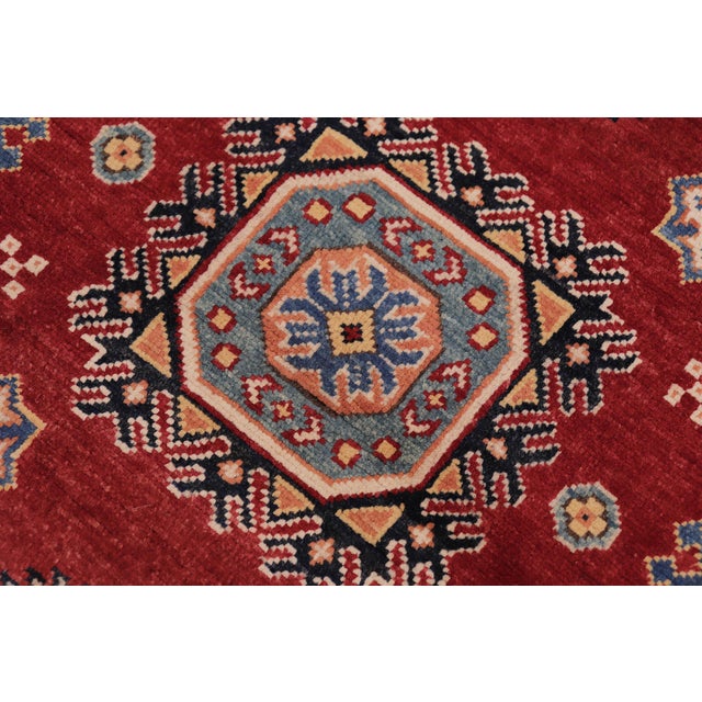 1990s Tribal Super Kazak Red/Beige Wool Runner Rug- 2'9'' X 7'10'' For Sale - Image 5 of 10