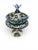 An exquisite Venetian decorative covered bonbonnière or compote, crafted in emerald green blown glass and richly...