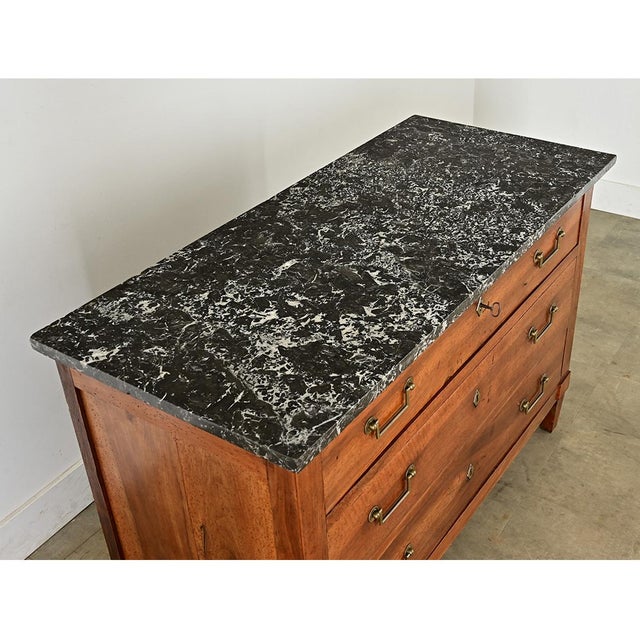 Wood French 19th Century Walnut and Marble Commode For Sale - Image 7 of 13