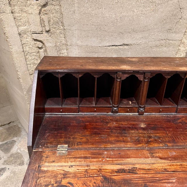 Late 18th Century Georgian Mahogany Slant Front Secretary Desk Adam Style Slant-Front Bureau For Sale - Image 5 of 18