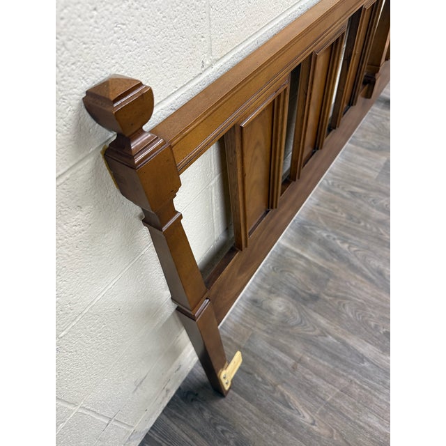 This is a gorgeous vintage Traditional Federal-style king sized headboard crafted in a warm cherry finish with raised...