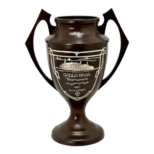 Outstanding Large 14 Inch Bronze & Sterling Silver 1927 Golf Country Club Tournament Trophy Cup by Heinze Art Metal