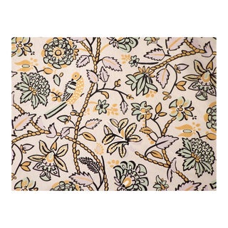 Lulu Dk "Tennyson" Green & Gold Linen Fabric- 4 Yards For Sale