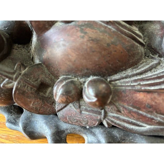 Late 19th-Century Chinese Carved Hongmu Figure of Liu Hai & Money Frog For Sale In New York - Image 6 of 11
