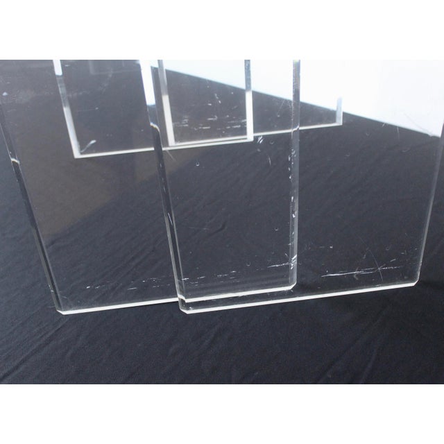 Transparent Vintage Lucite Acrylic Waterfall Nesting Tables, Mid-Century Modern-a Pair For Sale - Image 8 of 15