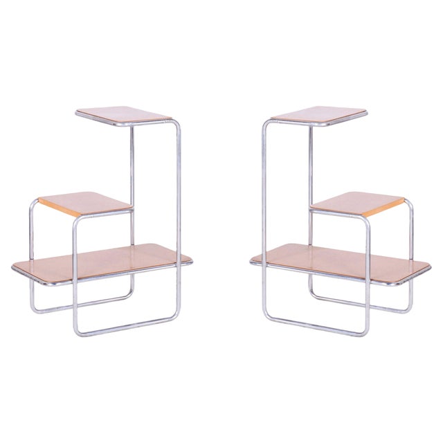 Bauhaus Étagères in Birch by Robert Slezák and Arnošt Beck, 1930s, Set of 2 For Sale