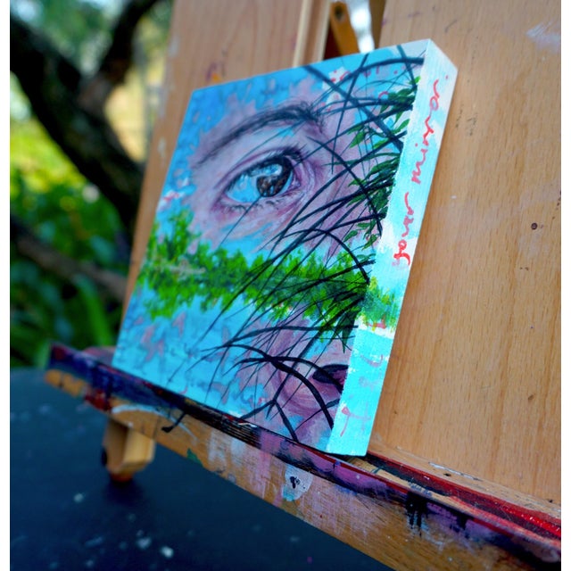 I'll Be Your Mirror-Logan-7 Lakes, France by Amanda Seckington | Acrylic on panel Eye reflection in water with greenery. For Sale - Image 4 of 4