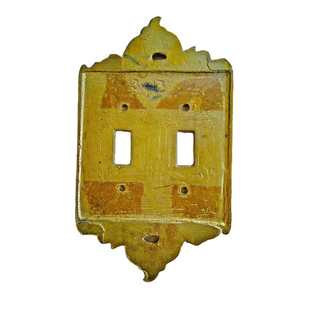 1960s ornate brass double toggle light switch cover plate. * Material: Solid stamped or cast brass. * Size: 7 1/2 x 4 3/8"...